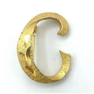 Letter "C" Gold Tone Pin Brooch